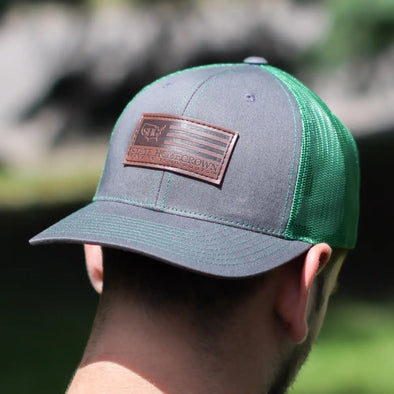 Leather Flag Patch Trucker Hat