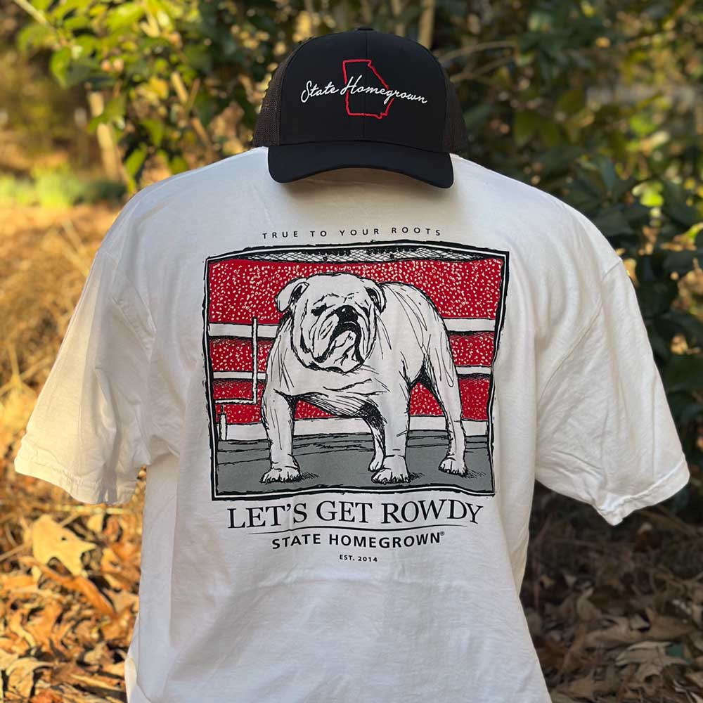 Let s Get Rowdy Bulldog Pocket Tee Comfort Color White Small