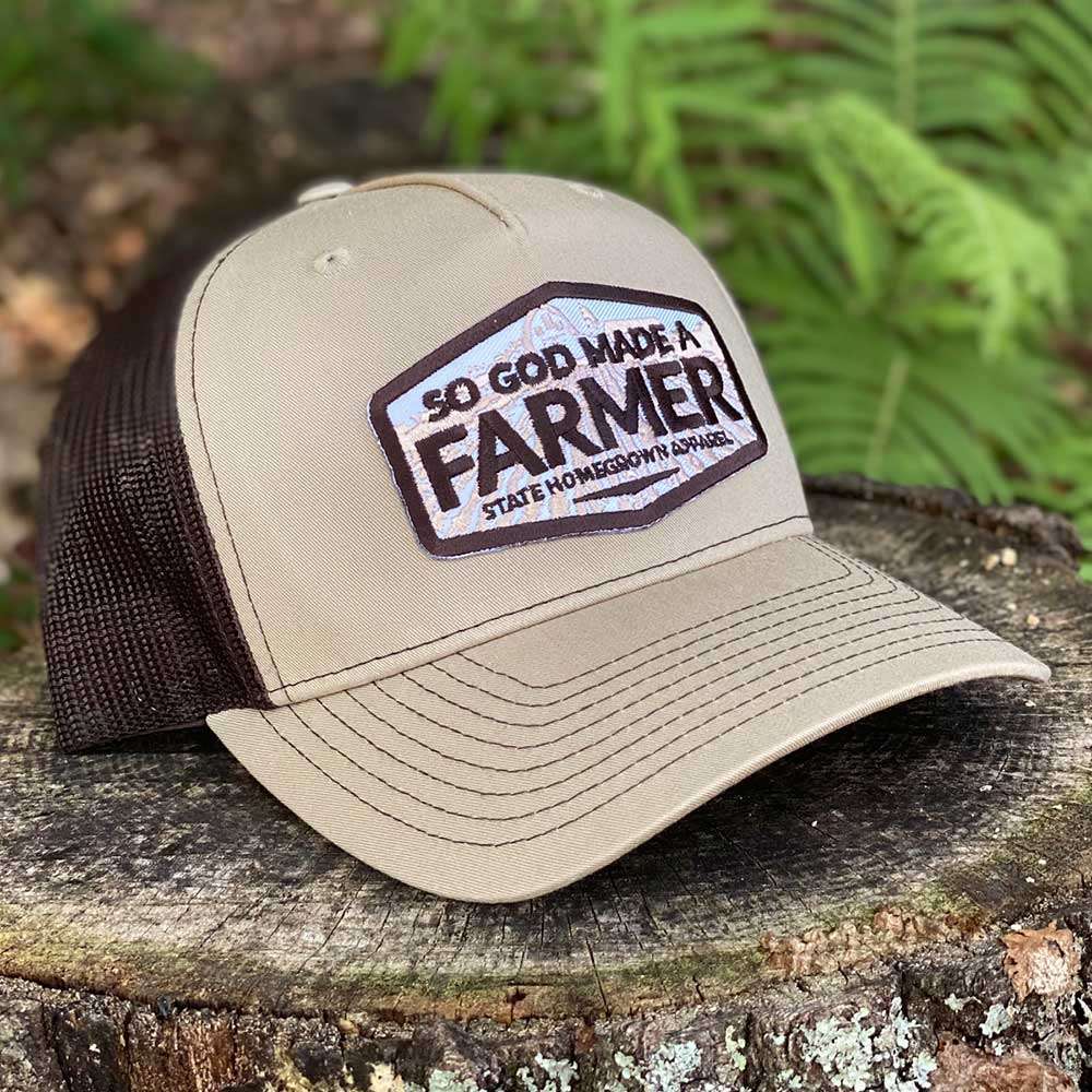 So God Made A Farmer Trucker Hat Brown/Khaki